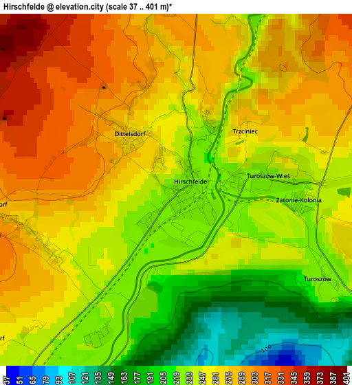 Hirschfelde elevation map