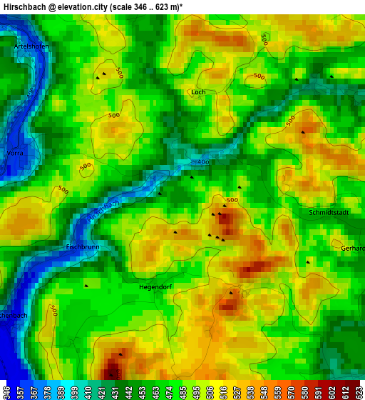 Hirschbach elevation map