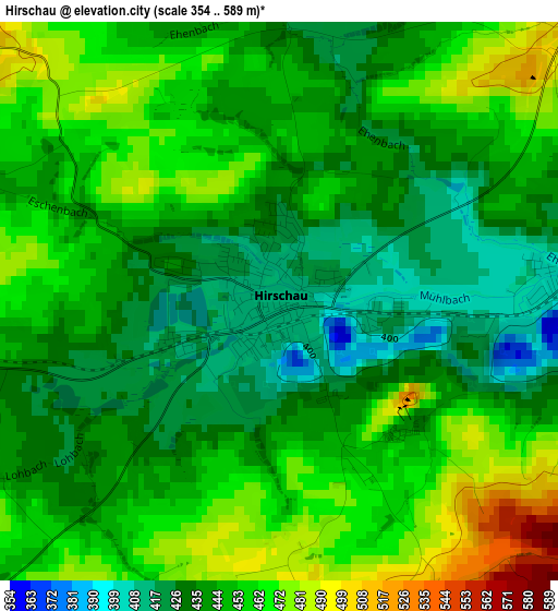 Hirschau elevation map