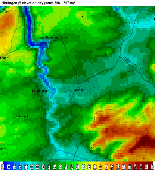 Hirrlingen elevation map