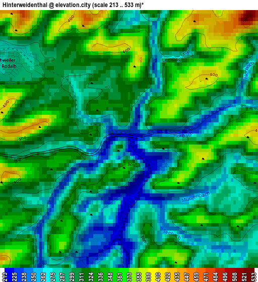 Hinterweidenthal elevation map