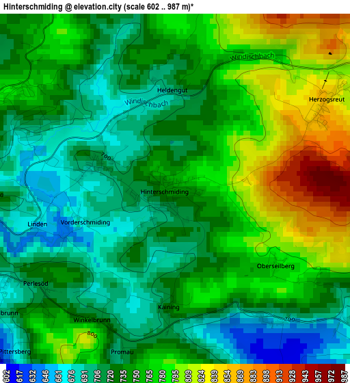 Hinterschmiding elevation map