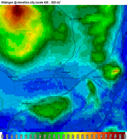 Hilzingen elevation map