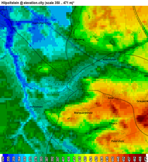 Hilpoltstein elevation map