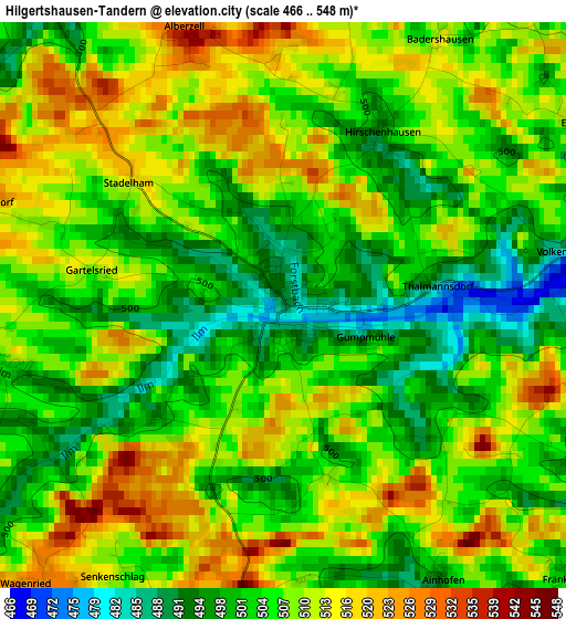 Hilgertshausen-Tandern elevation map