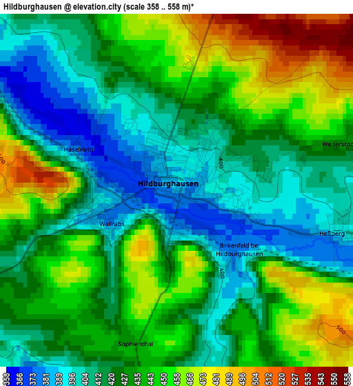 Hildburghausen elevation map