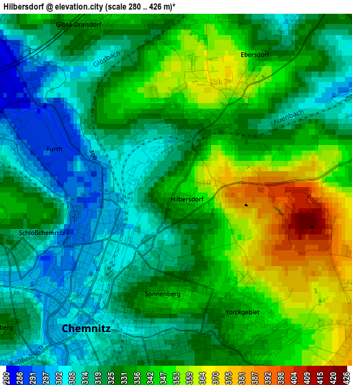 Hilbersdorf elevation map