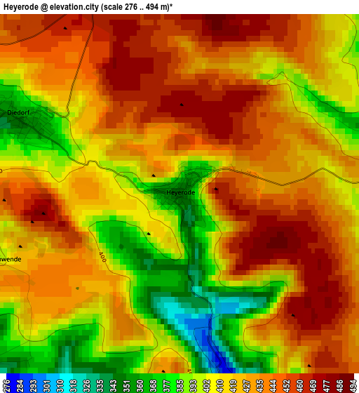 Heyerode elevation map