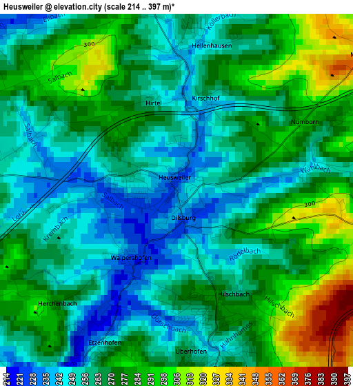 Heusweiler elevation map