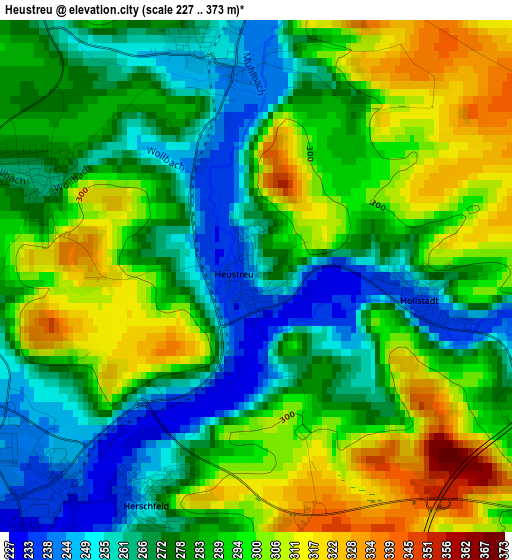 Heustreu elevation map