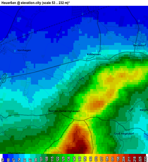 Heuerßen elevation map