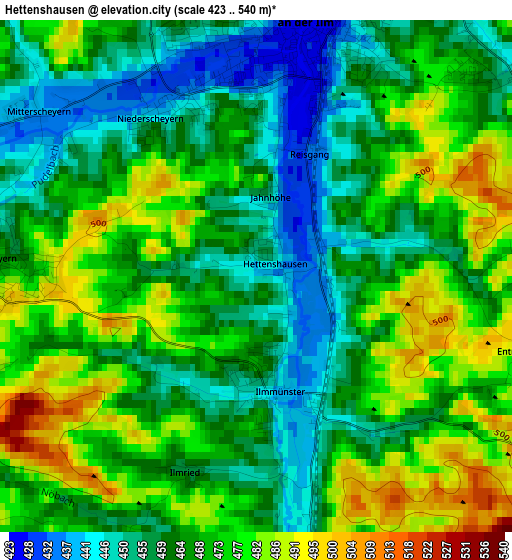 Hettenshausen elevation map