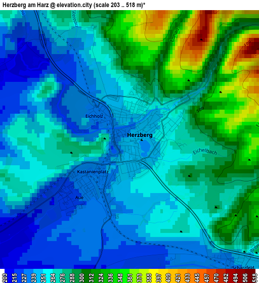 Herzberg am Harz elevation map