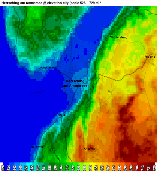 Herrsching am Ammersee elevation map