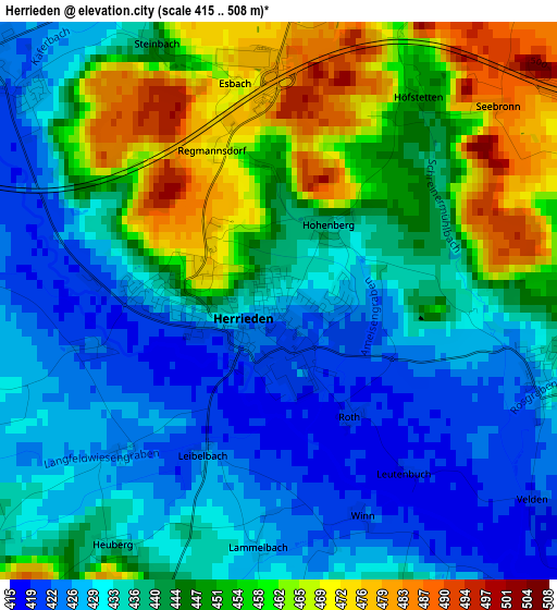 Herrieden elevation map