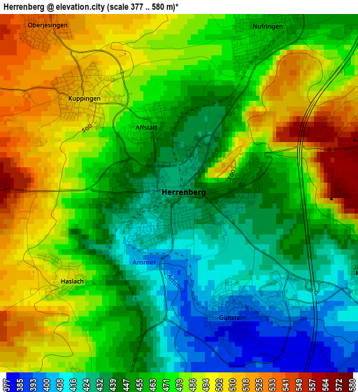 Herrenberg elevation map