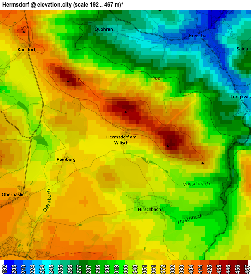 Hermsdorf elevation map