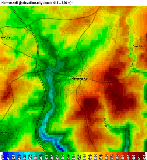 Hermeskeil elevation map