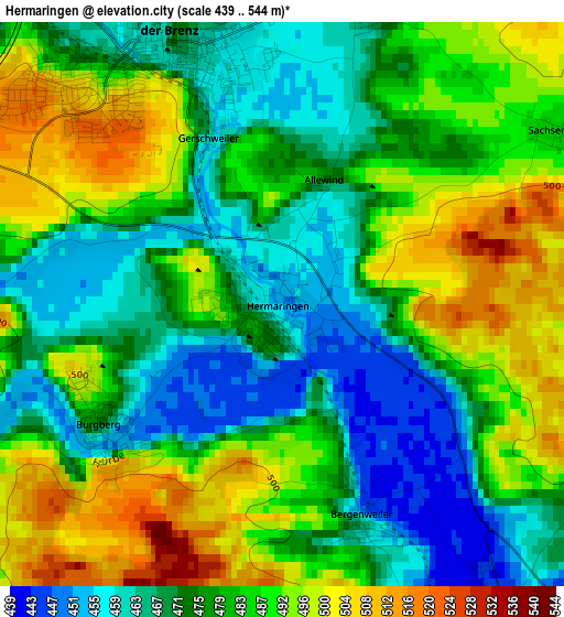 Hermaringen elevation map