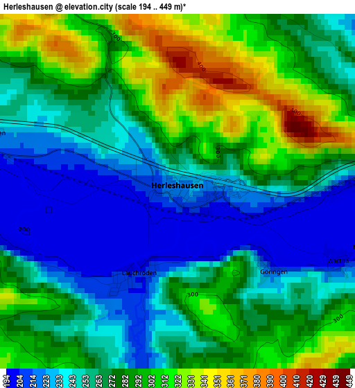 Herleshausen elevation map