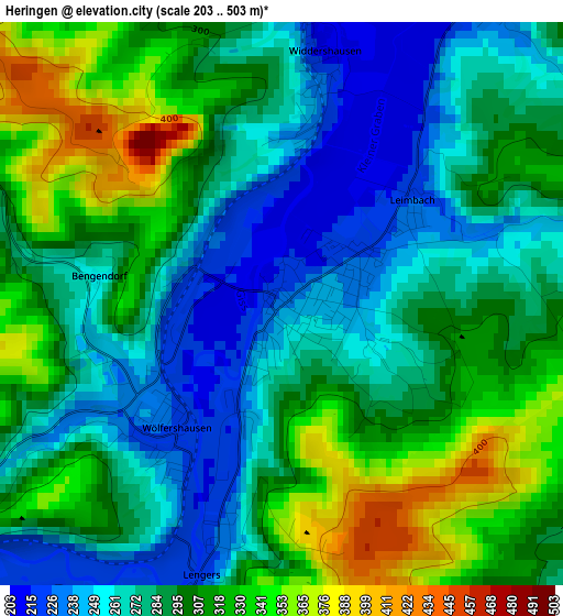 Heringen elevation map