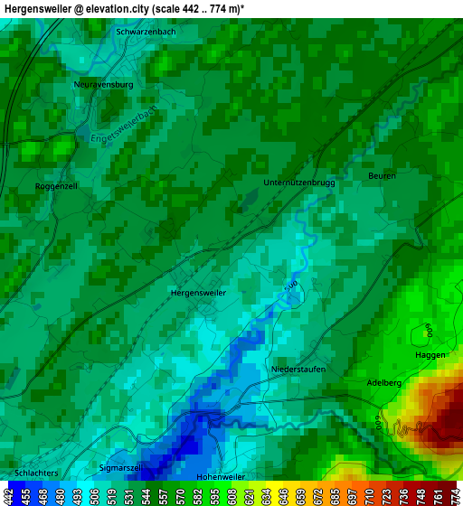 Hergensweiler elevation map
