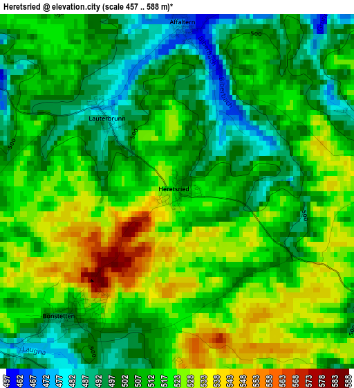 Heretsried elevation map