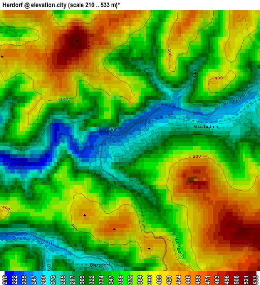 Herdorf elevation map