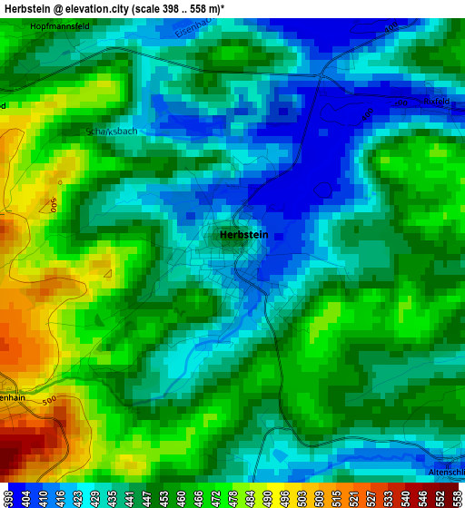 Herbstein elevation map