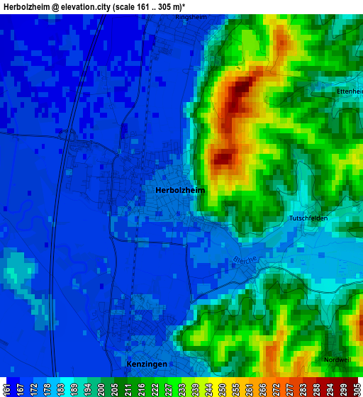 Herbolzheim elevation map