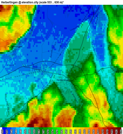 Herbertingen elevation map