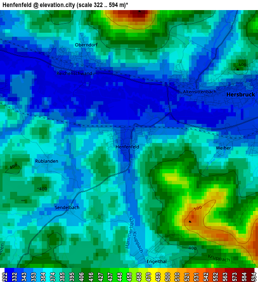 Henfenfeld elevation map