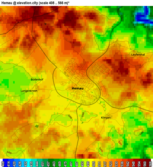 Hemau elevation map