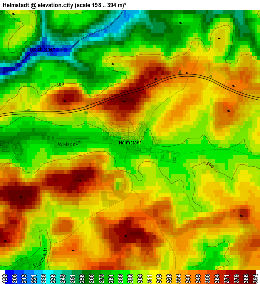 Helmstadt elevation map