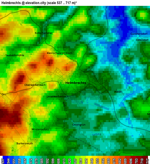 Helmbrechts elevation map