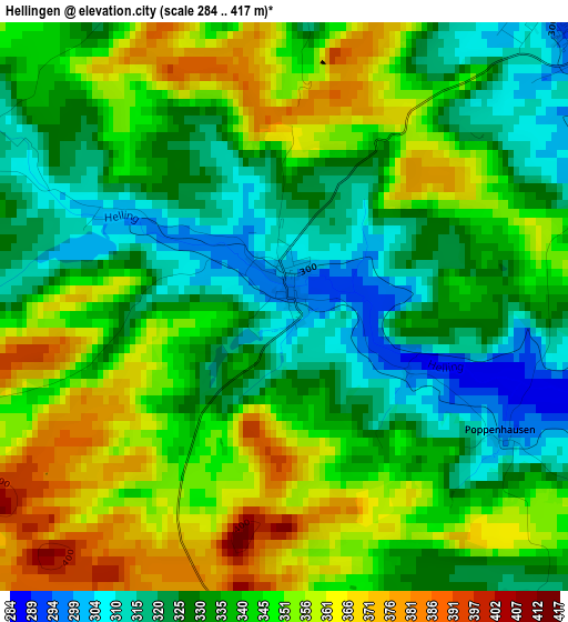 Hellingen elevation map