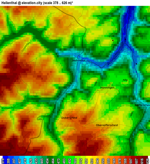 Hellenthal elevation map