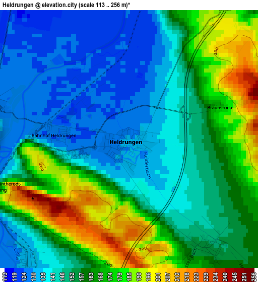 Heldrungen elevation map