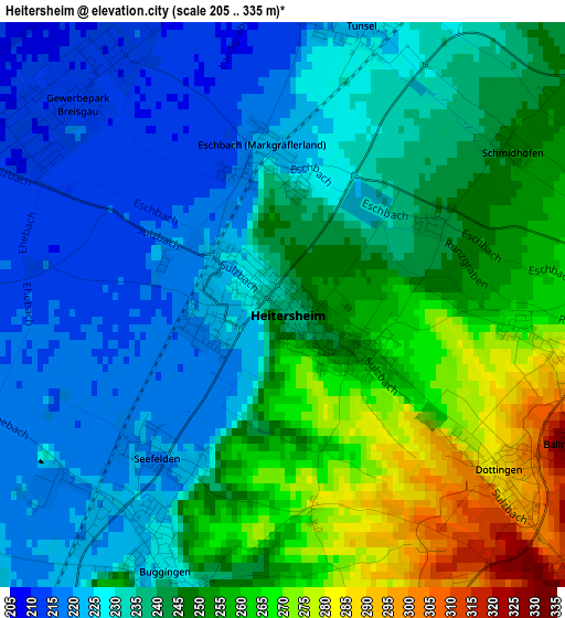 Heitersheim elevation map