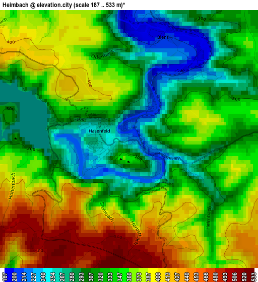 Heimbach elevation map