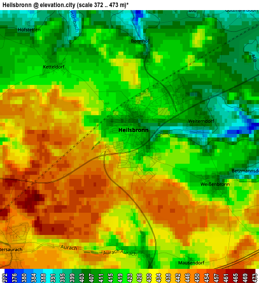 Heilsbronn elevation map