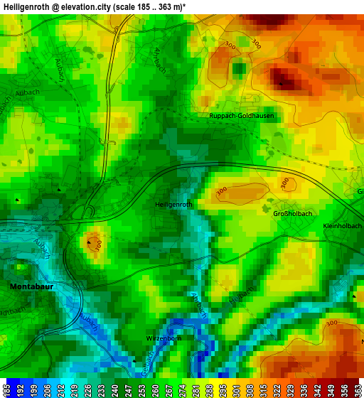 Heiligenroth elevation map