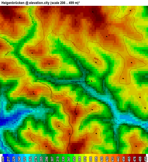 Heigenbrücken elevation map