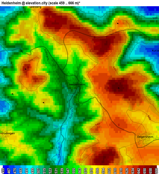 Heidenheim elevation map