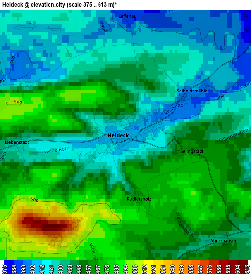 Heideck elevation map