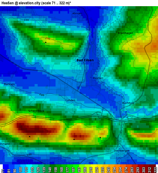 Heeßen elevation map