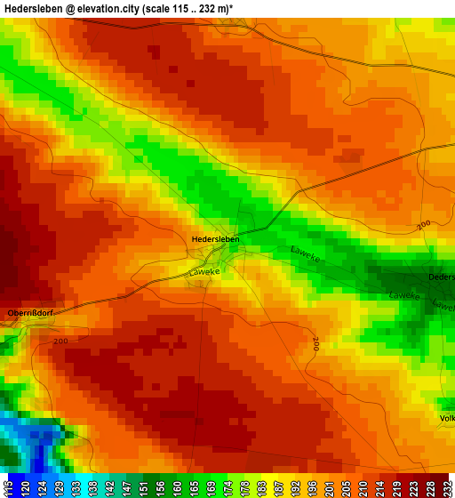 Hedersleben elevation map