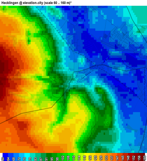 Hecklingen elevation map