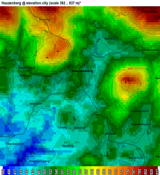 Hauzenberg elevation map