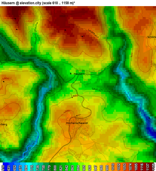 Häusern elevation map